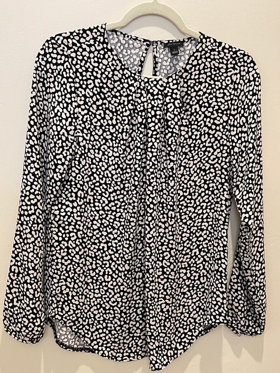 Ann Taylor Tops - Ann Taylor Black and Cream Printed Long Sleeve Blouse